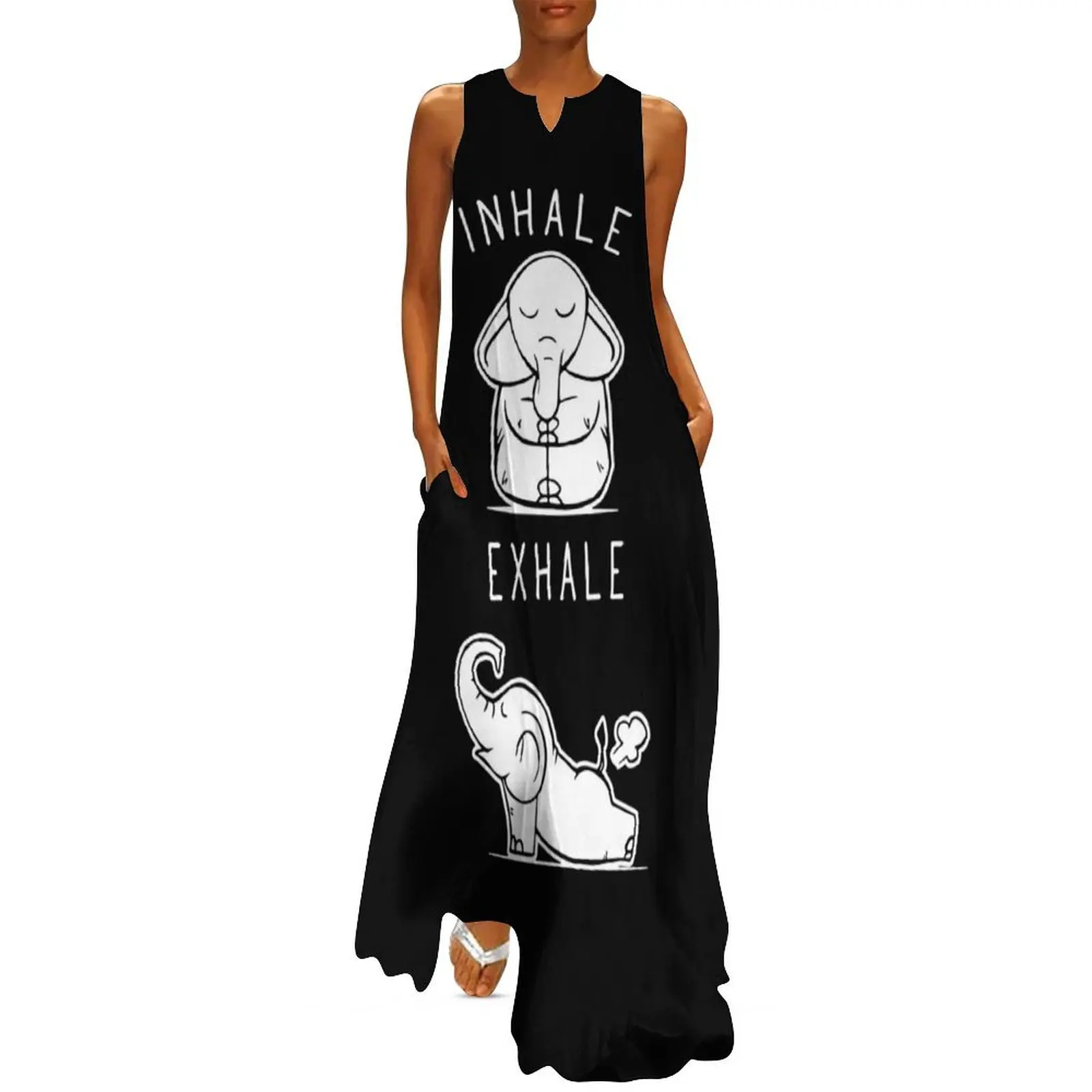 

Funny Elephant Inhale Exhale Yoga Long Dress elegant women's sets women clothing 2025 new arrivals
