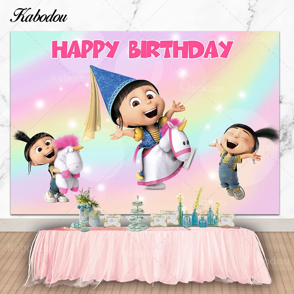 Kabodou Agnes Photo Backdrop Birthday Party Cartoon Toy Photography Background Cute Little Girl Vinyl  Banner Decorate Props