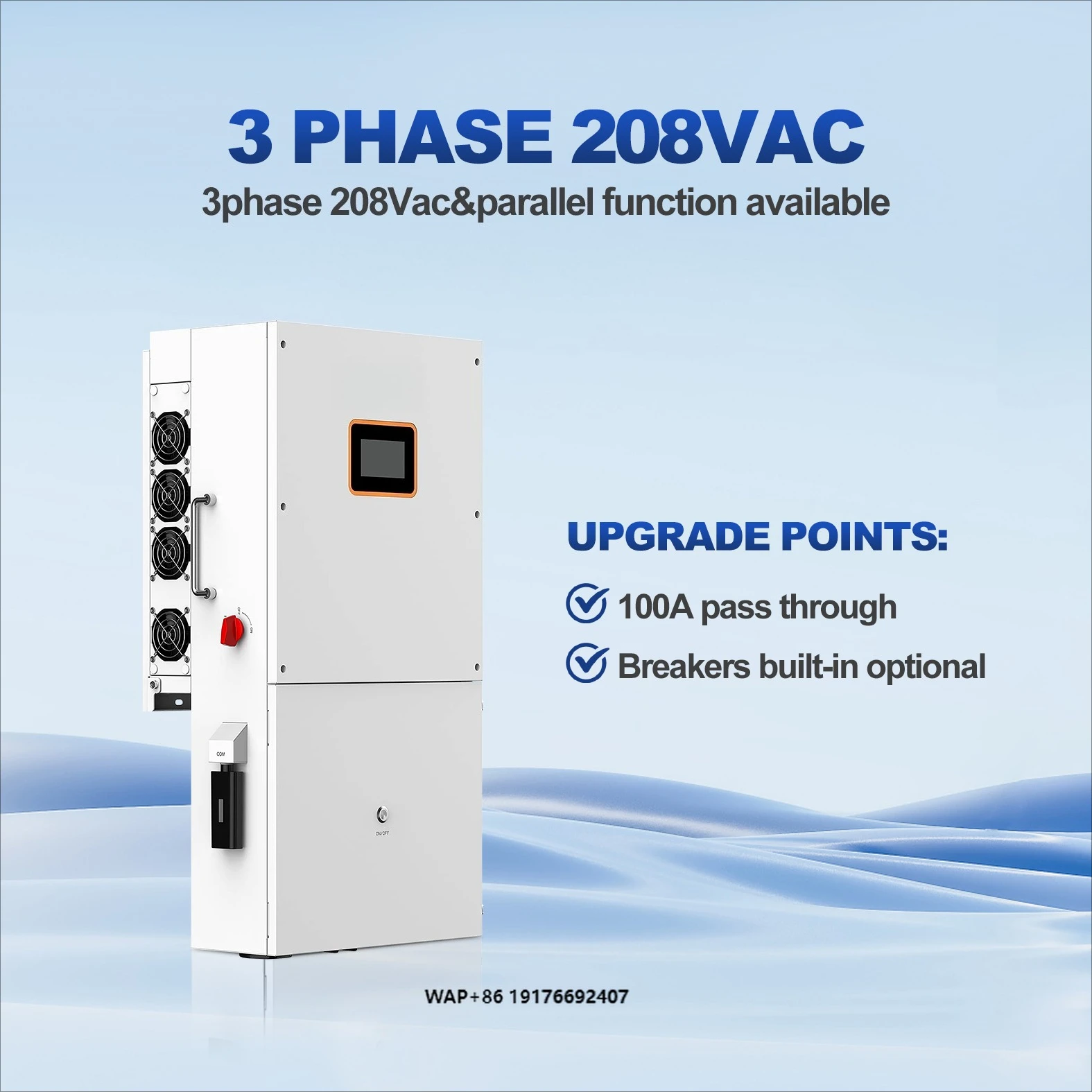Megarevo Hybrid Solar Three Phase Inverter R10KLNA/R12KLNA 6-16KW 120/240V AC 99.9% Efficiency Smart Control for Home Use USA EU