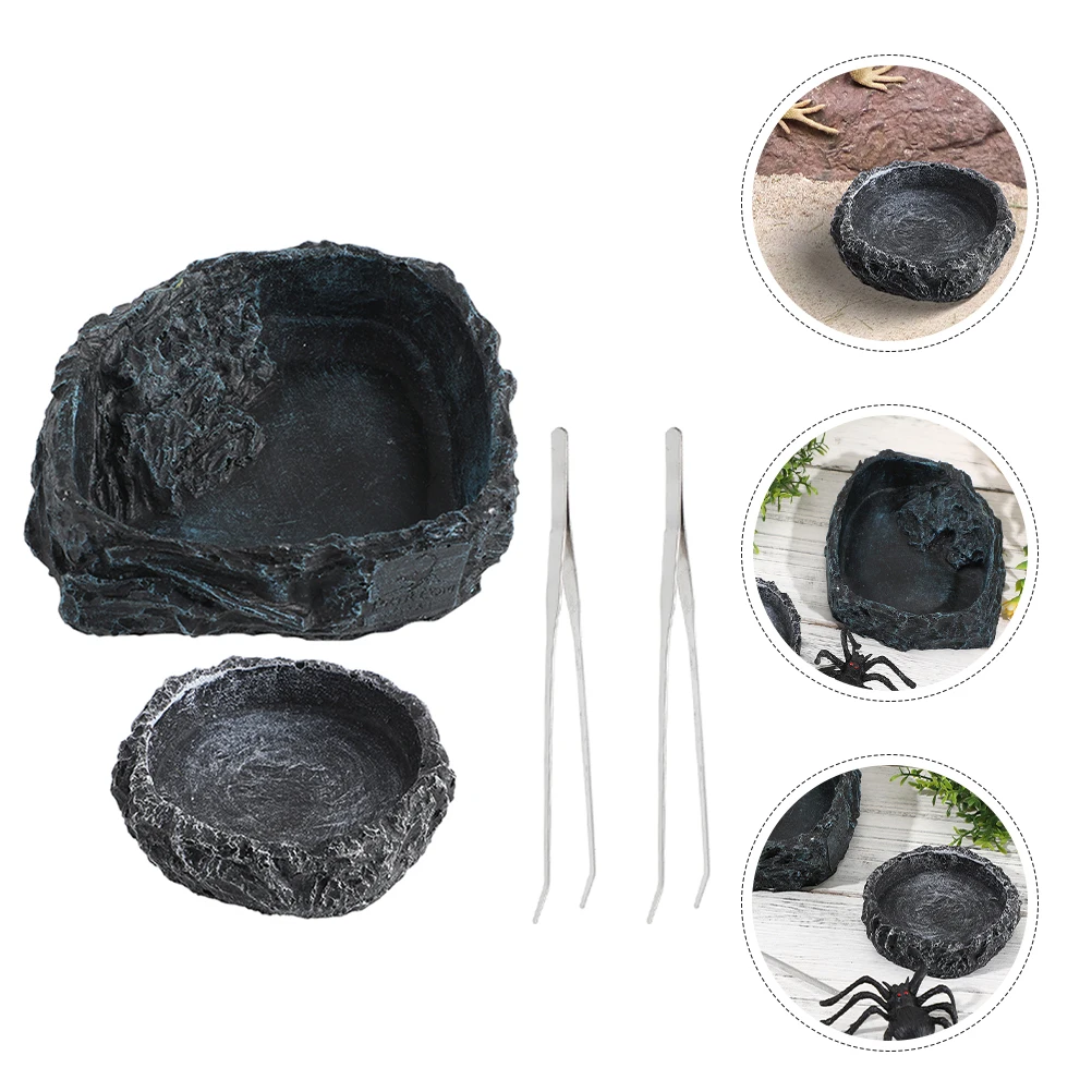 

Animal Food Bowl Reptile Bearded Dragon Accessories Crab Water Dish Durable Resin Large Capacity Easy Clean Feeding Safe