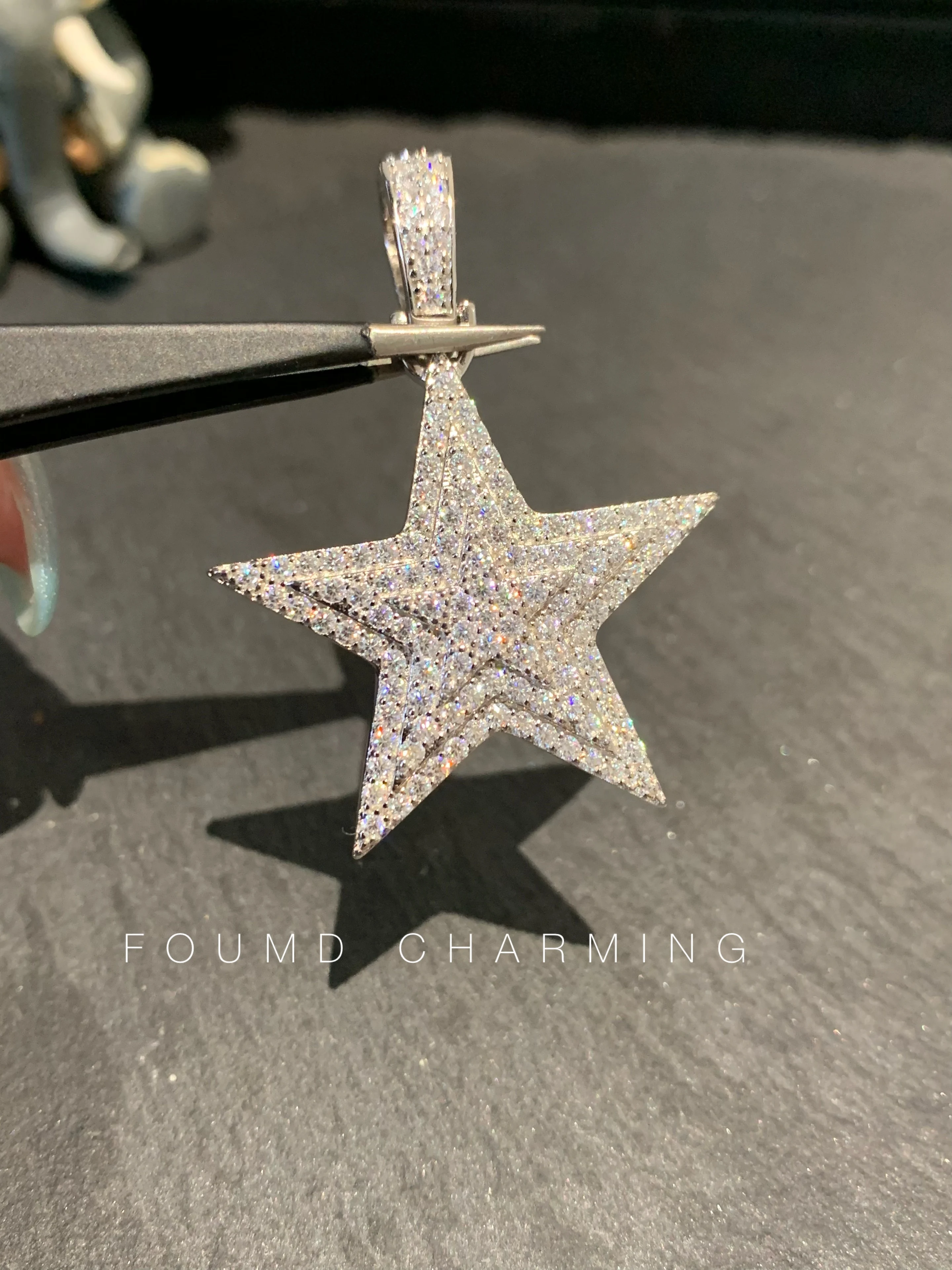 Bling Moissanite Star Pendant For Men Woman Fashion Necklace With 925 Silver Iced Out Hiphop Design Jewelry