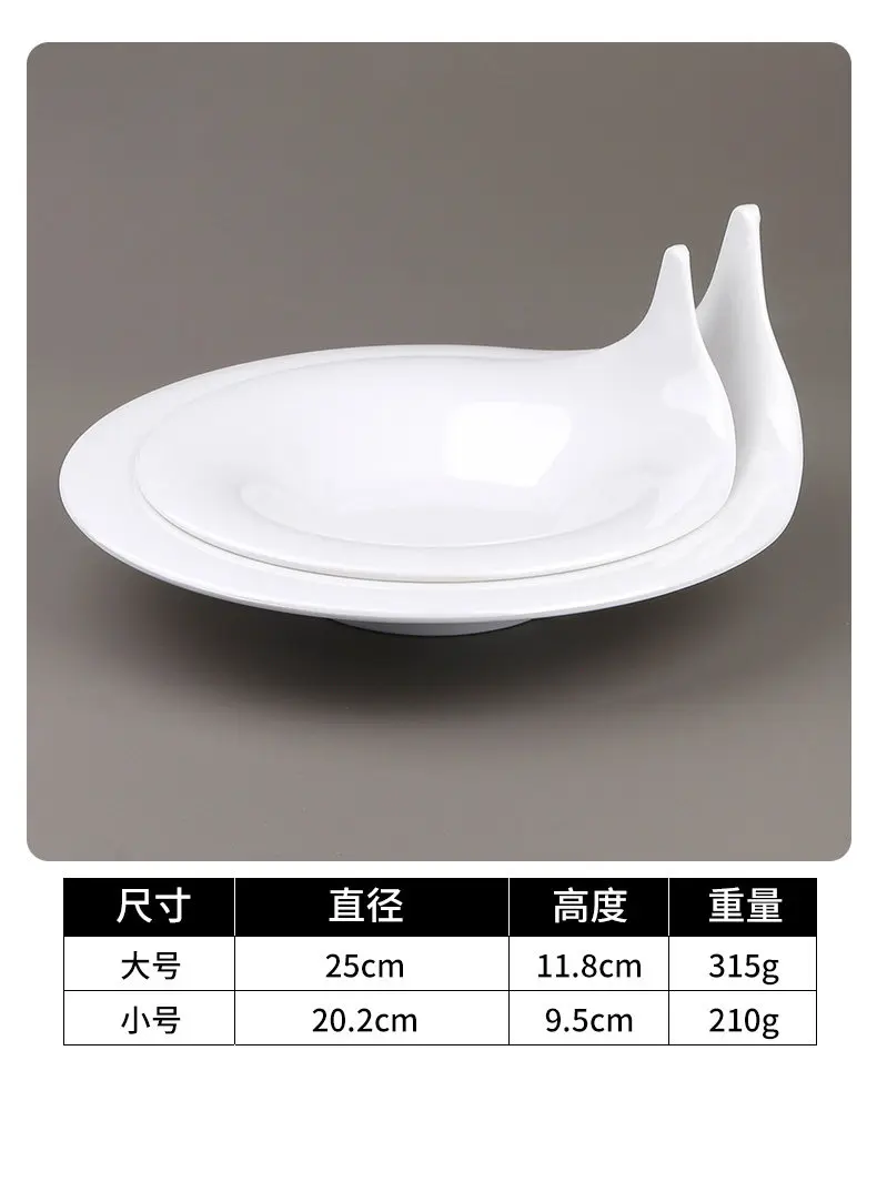 8/10 Inch White Melamine Dinner Plate Hotel Restaurant Serving Dish Creative Irregular Cold Appetizer Plate Commercial Tableware