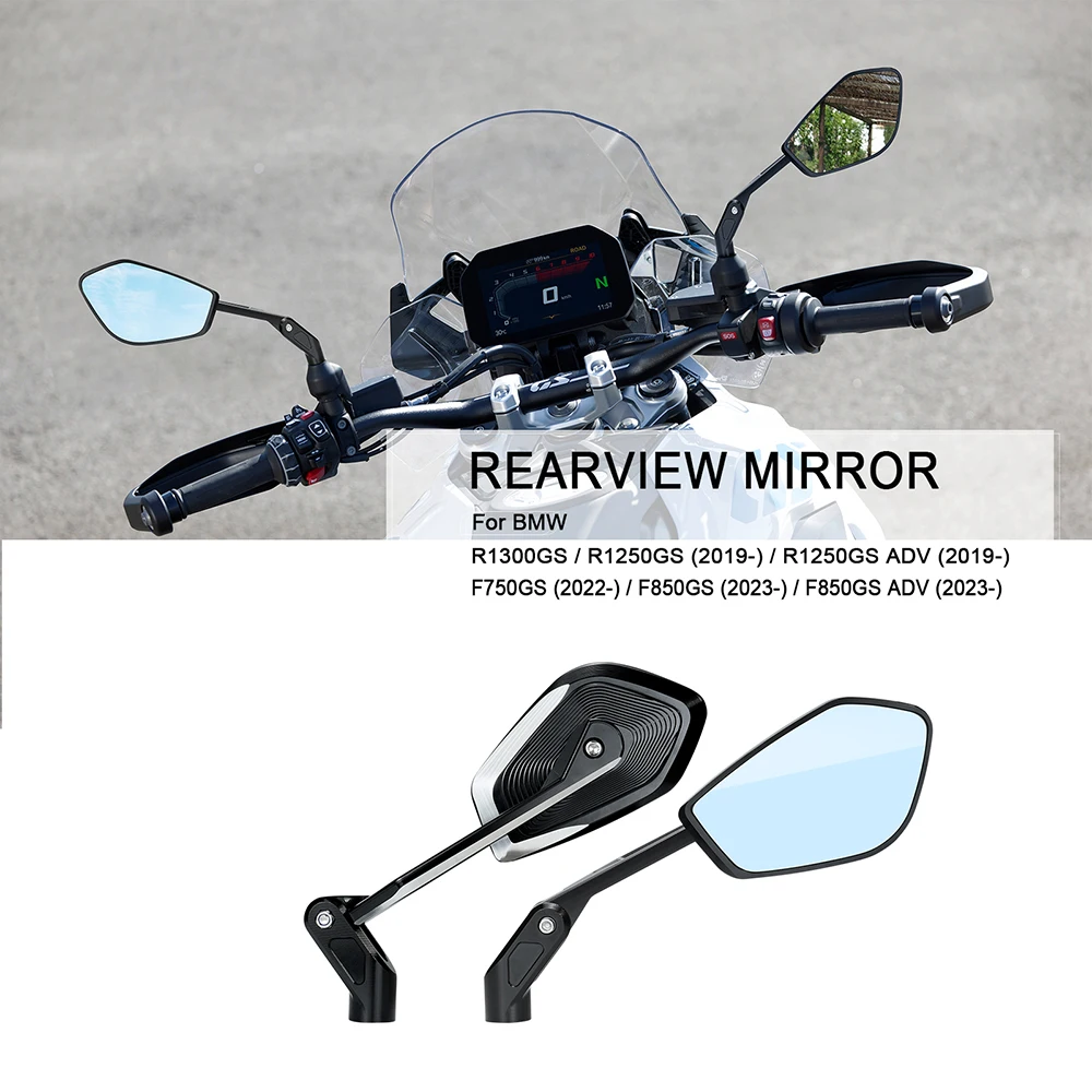 Motocycle Rearview Mirror Adjustment Foldable Aluminum Alloy Black Silver For BMW R1300 R1250 GS ADV 2019 F750 2022 F850GS 2023