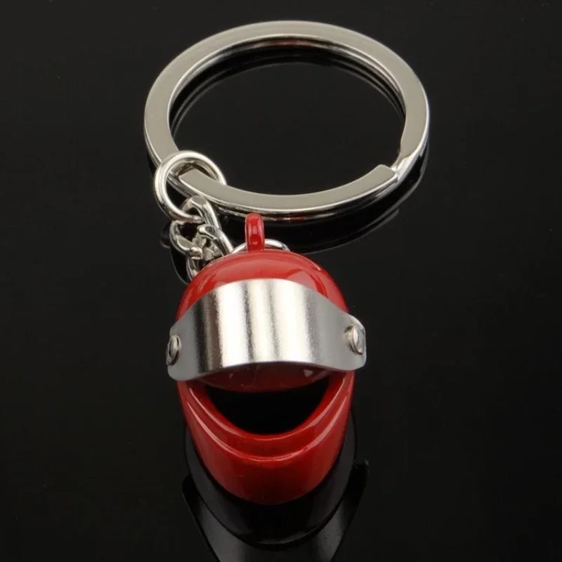 1Pc Motorcycle Helmet Shape Metal Keychain 3D Mini Helmet Pendant Creative Key Ring Car Interior Decor Souvenir