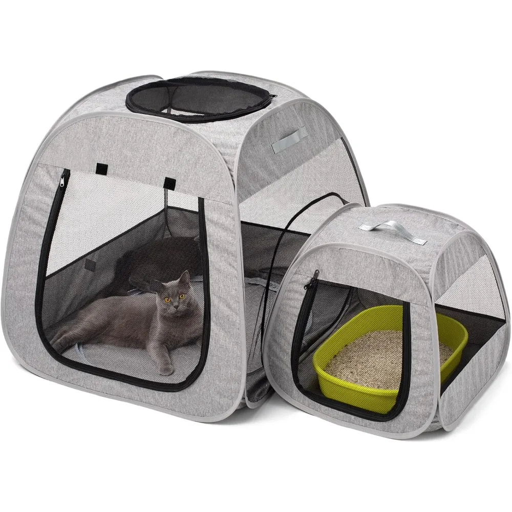 

Tenrai Portable Cat Playpen, Trapezoidal Design for Better Standing, Foldable Pet Tent for Indoor and Outdoor Use of Kitten and