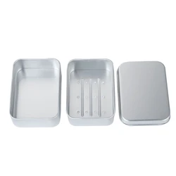 Lightweight and Durable Aluminum Soap Holder with Lid Aluminum Soap Box with Removable Draining Layer Moisture Resistant