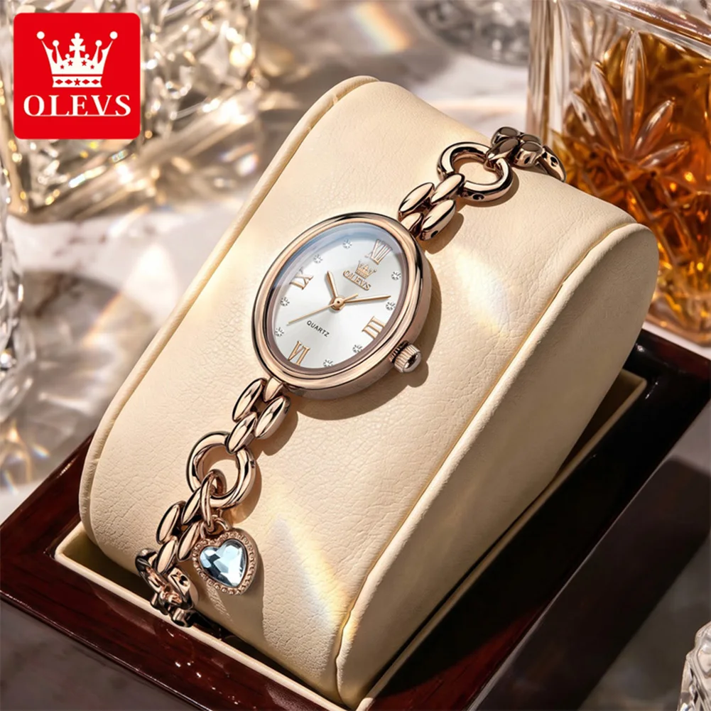 OLEVS 5702 Ladies Quartz Bracelet Watch Waterproof Stainless Steel Women Fashion Wristwatch Luxury Women's Watch Birthday Gift