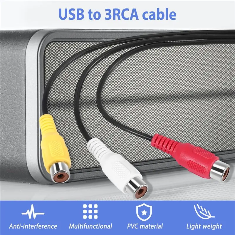 USB To 3RCA Cable USB Female To 3 RCA Rgb Video AV Composite Adapter Converter Cable Cord Connector Lead For TV PC DVR Best Pric