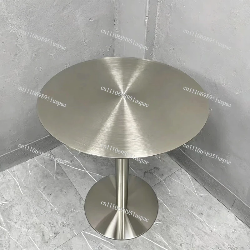 Industrial Style Stainless Steel Dining Table, Round/Square Coffee Shop Table for Cafe & Dessert Bar