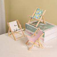 Simple Wooden Beach Chair Foldable Multi-Functional Mobile Phone Stand Desktop Decorative Prop Micro Landscape Shooting Ornament