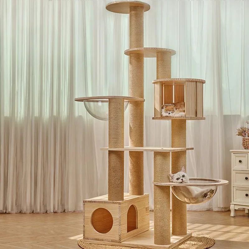 Large Solid Wood Cat Climbing Frame Multi-storey Pet Luxury Villa Multifunctional Cat Tree House Cat House Climbing Towe