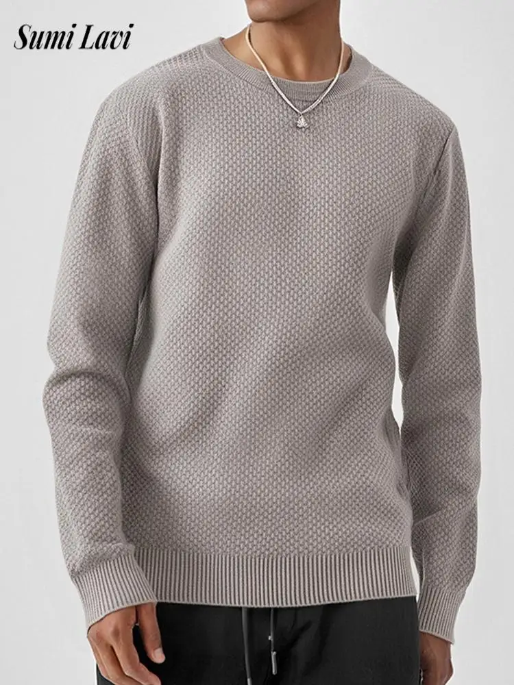 

Leisure Pure Color Knitted Bottoming Tops Mens Spring Autumn Casual O Neck Long Sleeve Jumpers Men Fashionable Knitting T-shirts