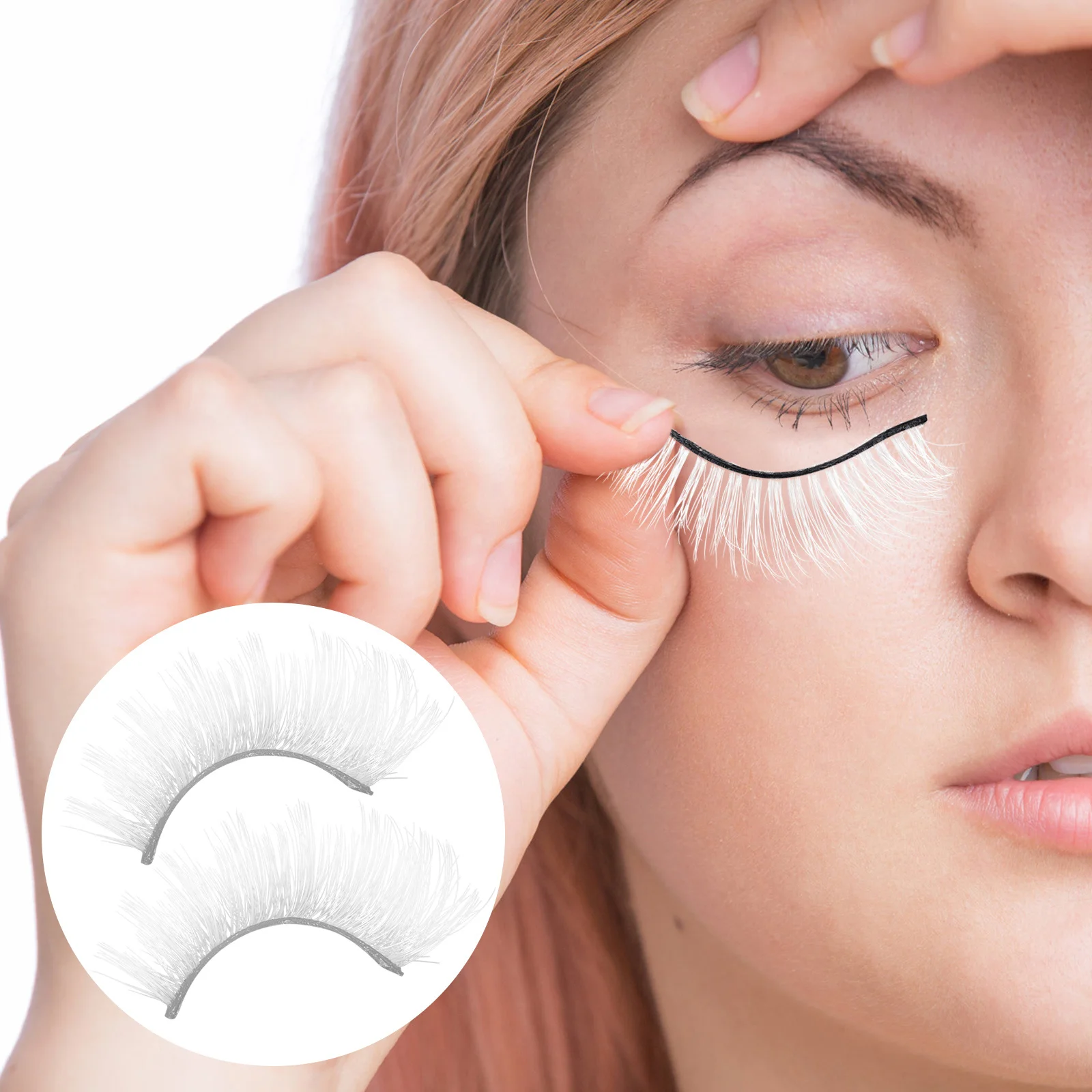 

3 Pairs Festival False Eyelashes White Thick Curly Lash Extensions For Cosplay Party Bulk Lashes Reusable Makeup Supplies
