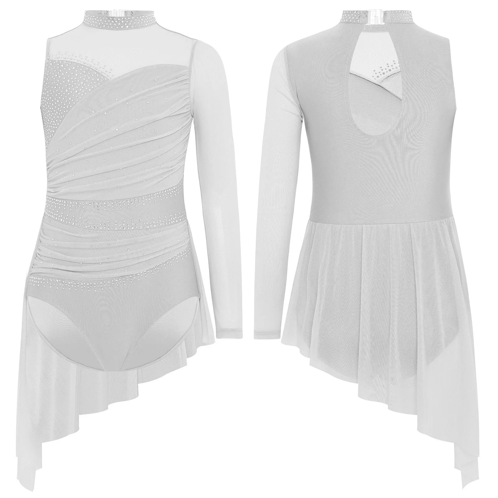 Ballet Dress Kid Girls Figure Skating Leotard Mesh Lyrical Dance Costume Children's School Show Stage Performance Dancewear