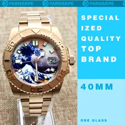 40mm Kanagawa Surf Luminous Dial Ceramic Ring Yacht Men's Automatic Mechanical Watch Stainless Steel Rose Gold Case NH35