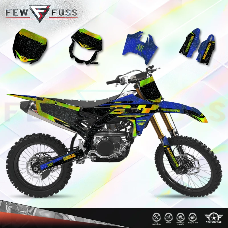 Fewfuss Full Holographic Chrome Racing Graphics Kit for Yamaha YZF250 19-23 YZF450 18-22 WRF450 19-22 WRF250 20-23 Motorbike 002