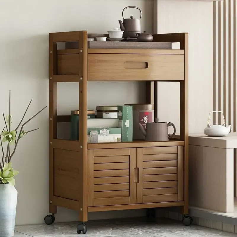 Household Goods Mobile Tea Cart, Simple Small Tea Table, Home Network, Black Tea Utensils, Dining Cabinet With Door And Drawer