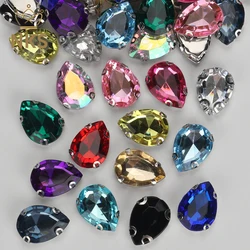 NKS High Quality Waterdrop Shape Sew On Rhinestones Acrylic Silver Claw Rhinestones For Bag/Clothing/Dress DIY Wedding