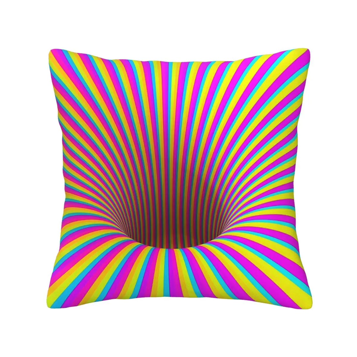 Grid Wormhole Geometric 3D Vortex Illusion Square Pillowcase Pillow Cover Cushion Decor Comfort Throw Pillow for Home Sofa