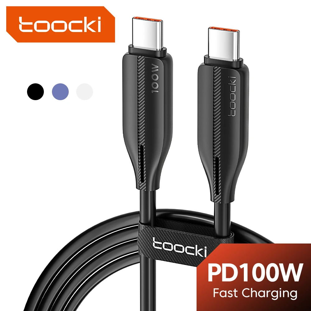 Toocki USB C to USB C Cable 100W 5A PD Fast Charging Type C Cable for Macbook Samsung Huawei XIoami Realme 100W USB Type C Cable