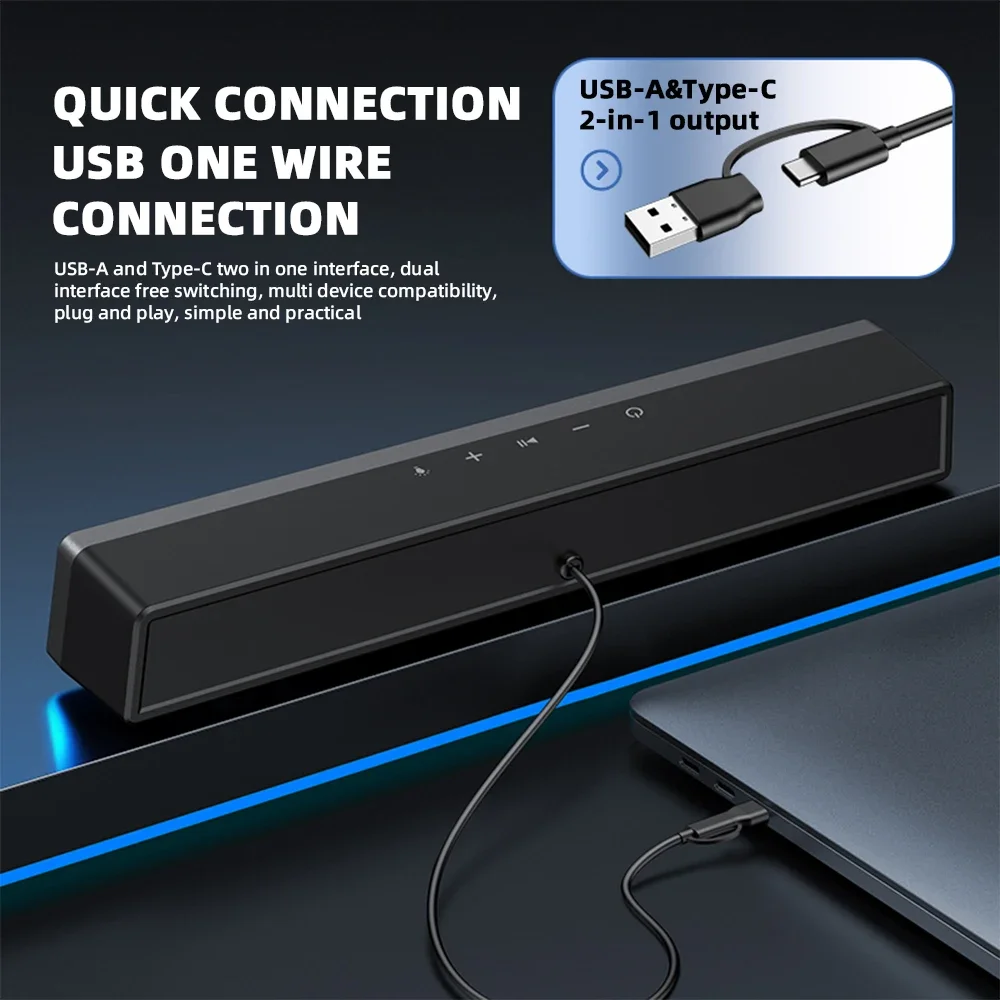 PHILIPS SPA6600 Wireless USB Subwoofer Soundbar Low Latency Four Unit Stereo RGB Gaming Powerful Speaker for Music Theater