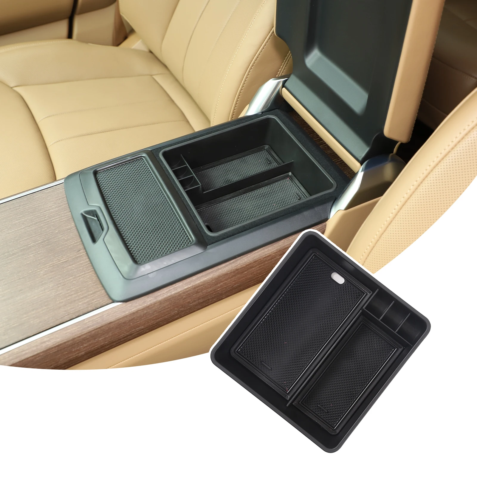 For 2023-2025 Land Rover Range Rover Sports/Administrative Armrest Storage Box ABS 1pcs [with cushion] No refrigerator version