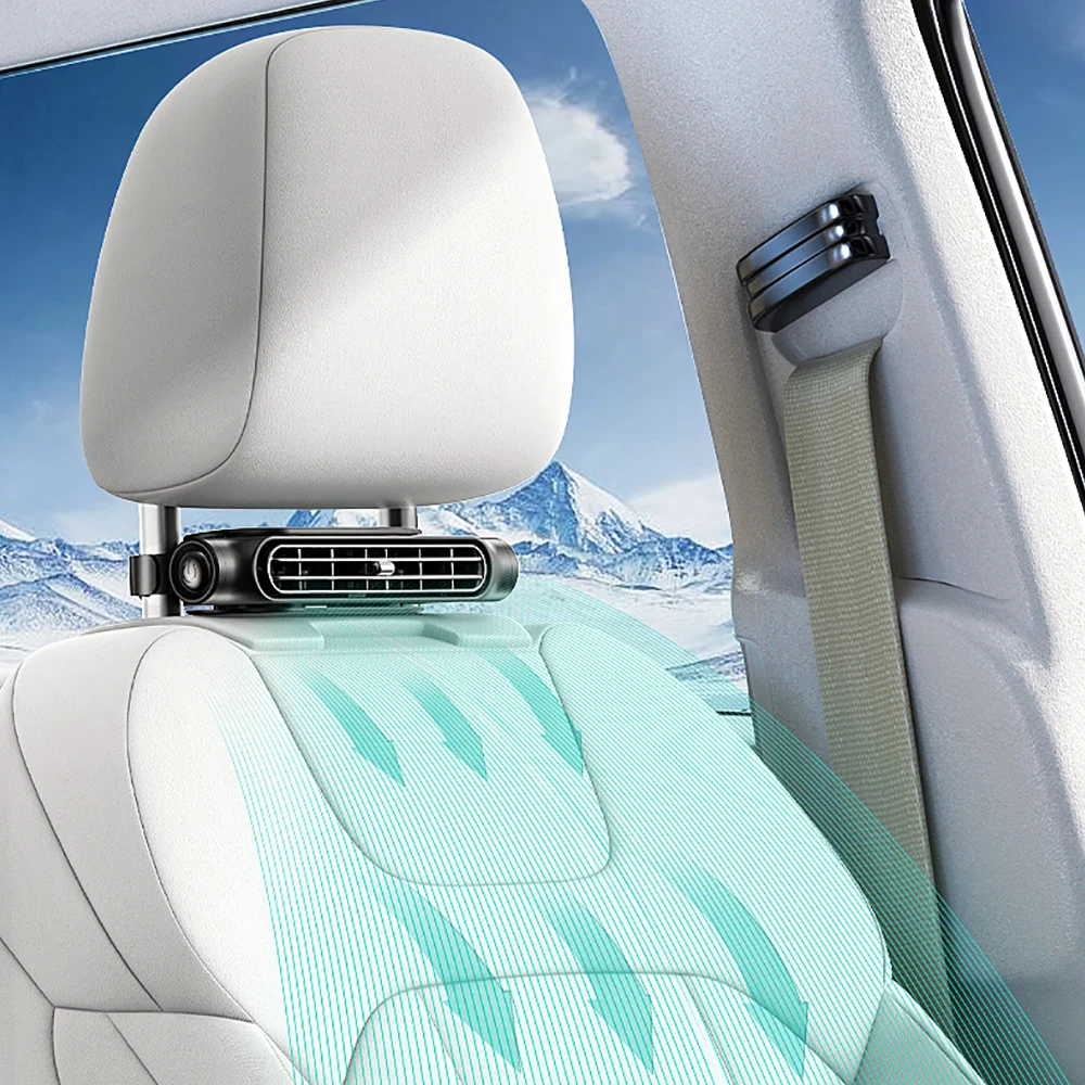 Universal Car Headrest Cooling Fan 3-Speed Adjustable Wind Backseat Fan USB Powered Rear Pillow Fan for Mini Cars RVs
