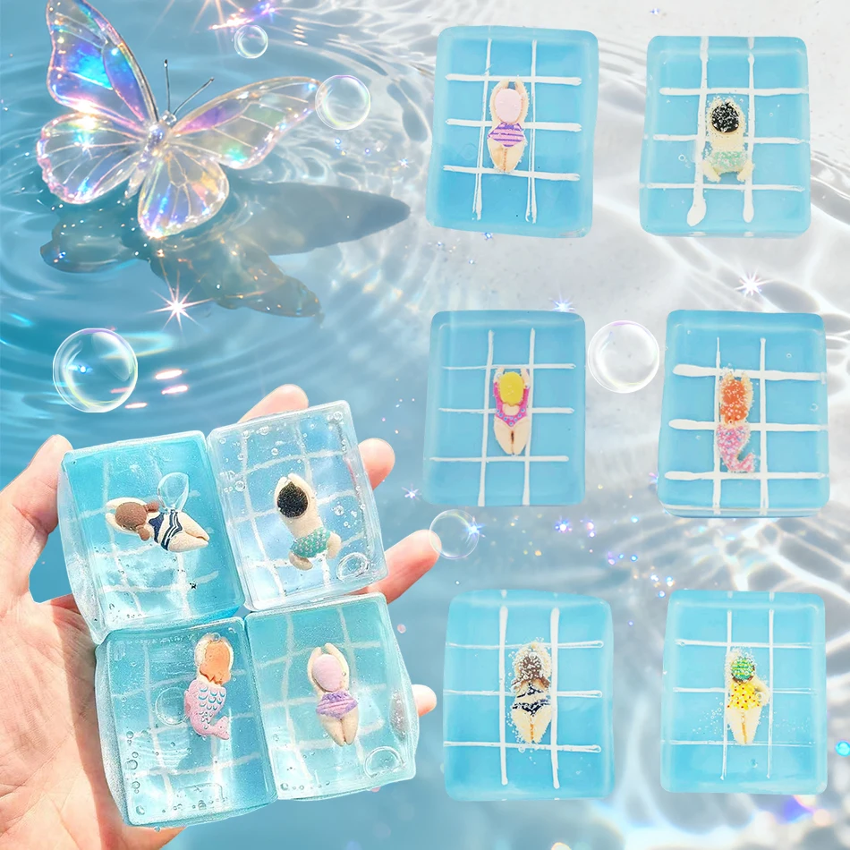 Squishy Swimming Pool Squeeze Toys Summer Maltose Slow Rebound Fidget Toy Mini Swimmer Mermaid Stress Relief Decompression Toys