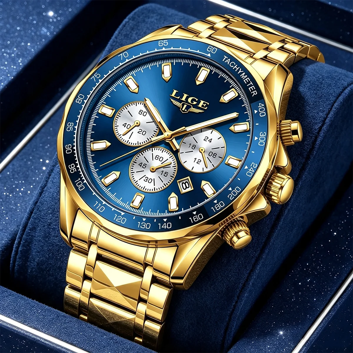 LIGE New Luxury Mens Wristwatch Waterproof Luminous Calendar Watch Men Quartz Military Watches Men Chronograph Male Watch Reloj