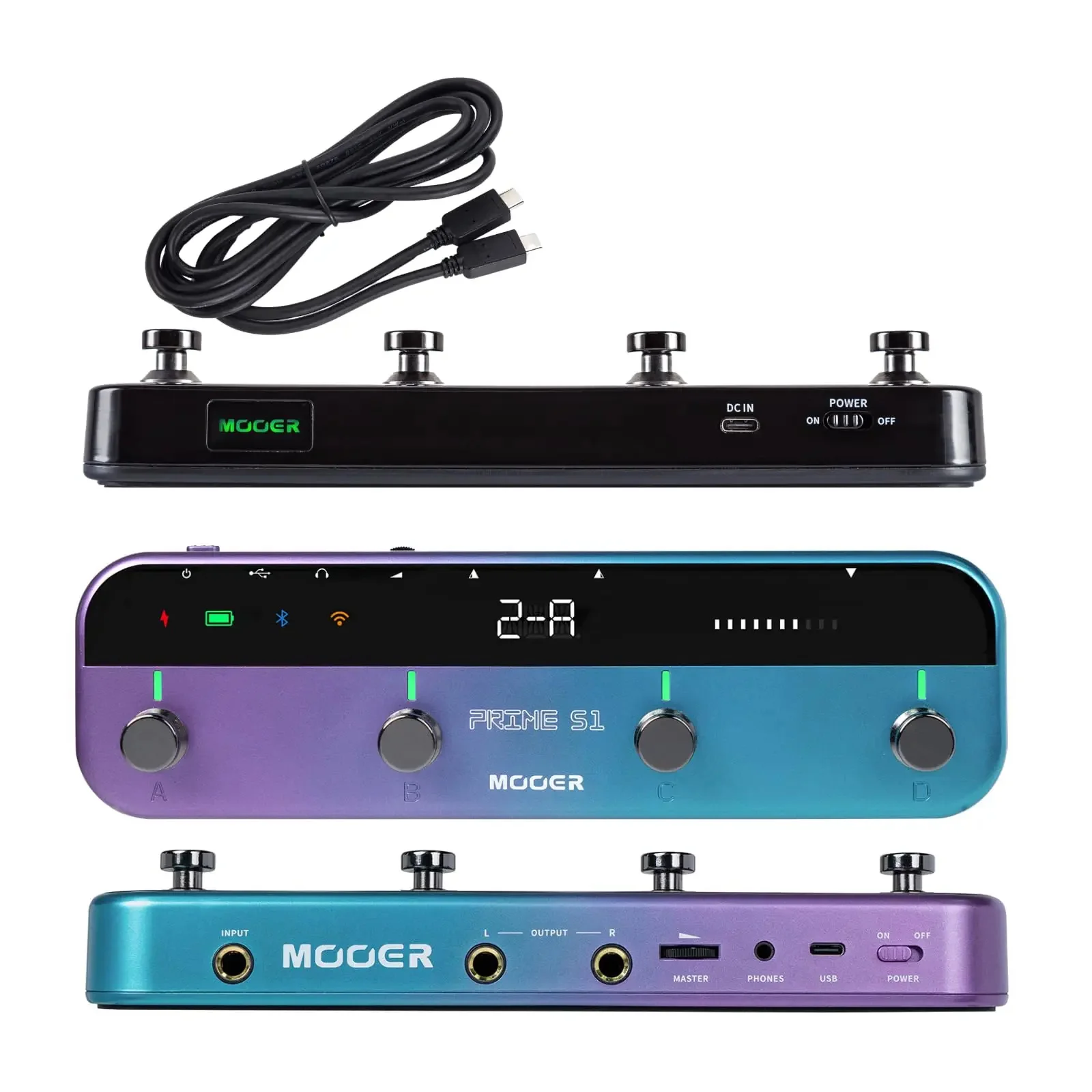 Mooer S1 Беспроводной гитарный мультиэффектный процессор с ножным переключателем 126 Fx, тюнер, петлитель, барабанная машина, стерео USB/otg Mooer S1 Беспроводной гитарный мультиэффектный процессор с ножным переключателем 126 Fx, тюнер, петлитель, барабанная машина, стерео USB/otg