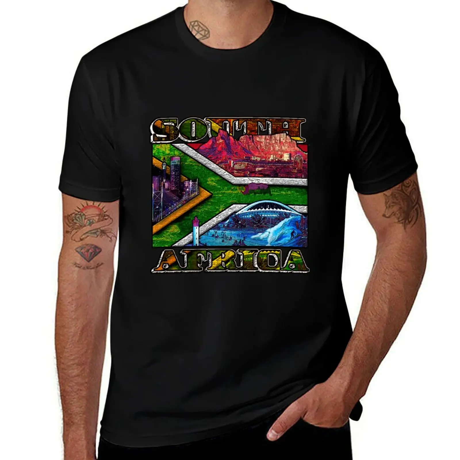 South African Flag Fusion T-Shirt Outdoor Activity Sports T-Shirt