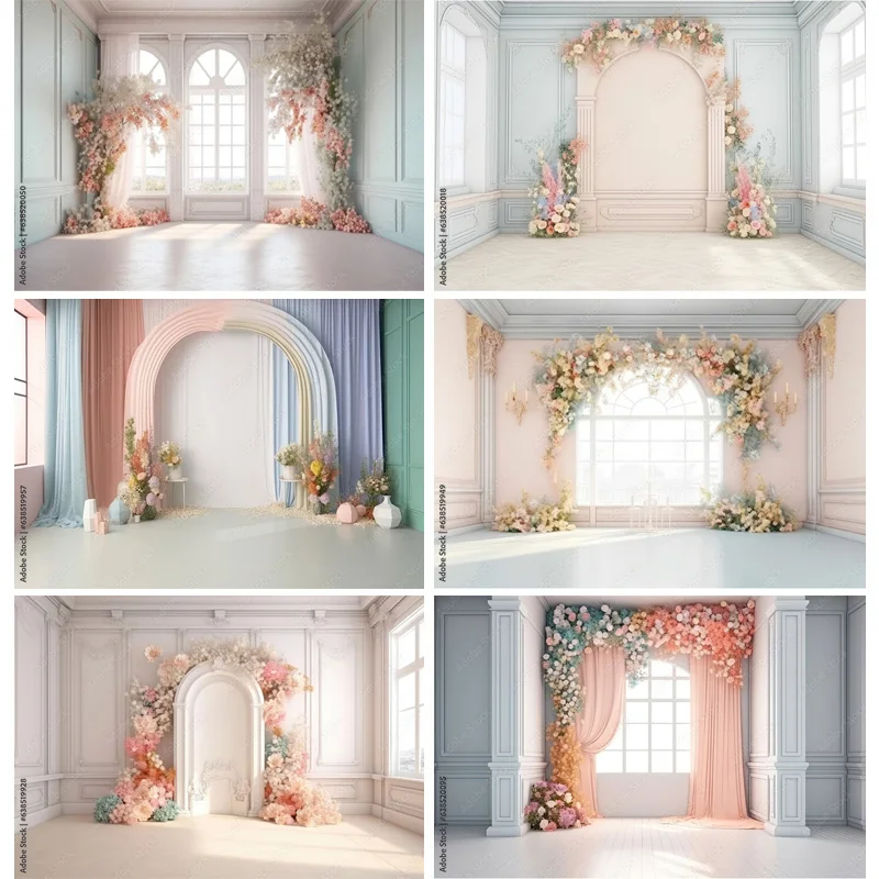 

Wedding Stage Photography Backdrops Aesthetic Luxury Flower Decoration Indoor Vintage Luxury Wall Photo Studio Background ZZ-02