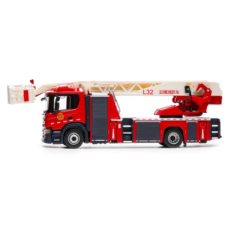 Diecast original escala 1:64 escada motor de bombeiros l32 liga modelo simulação decoração hobbies lembranças coleção exibição estática