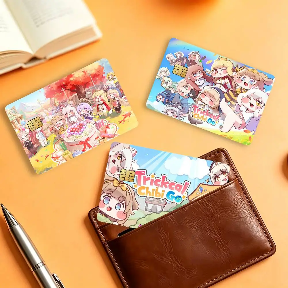 Game T-Trickcal Chibi Go Credit Skin Cover Card Stickers 4PCS Film Bus Pass Front Decoration Bank Debit Waterproof