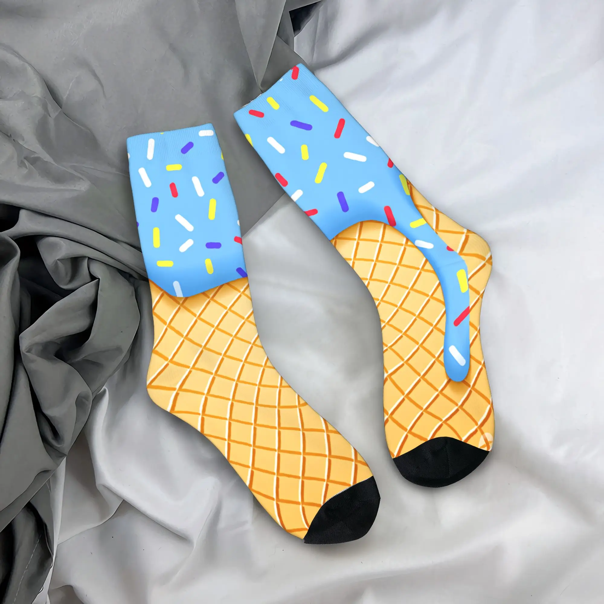 

Ice Cream Waffle With Chocolate Stockings Design Funny Socks Spring Anti Skid Socks Couple Running Breathable Socks