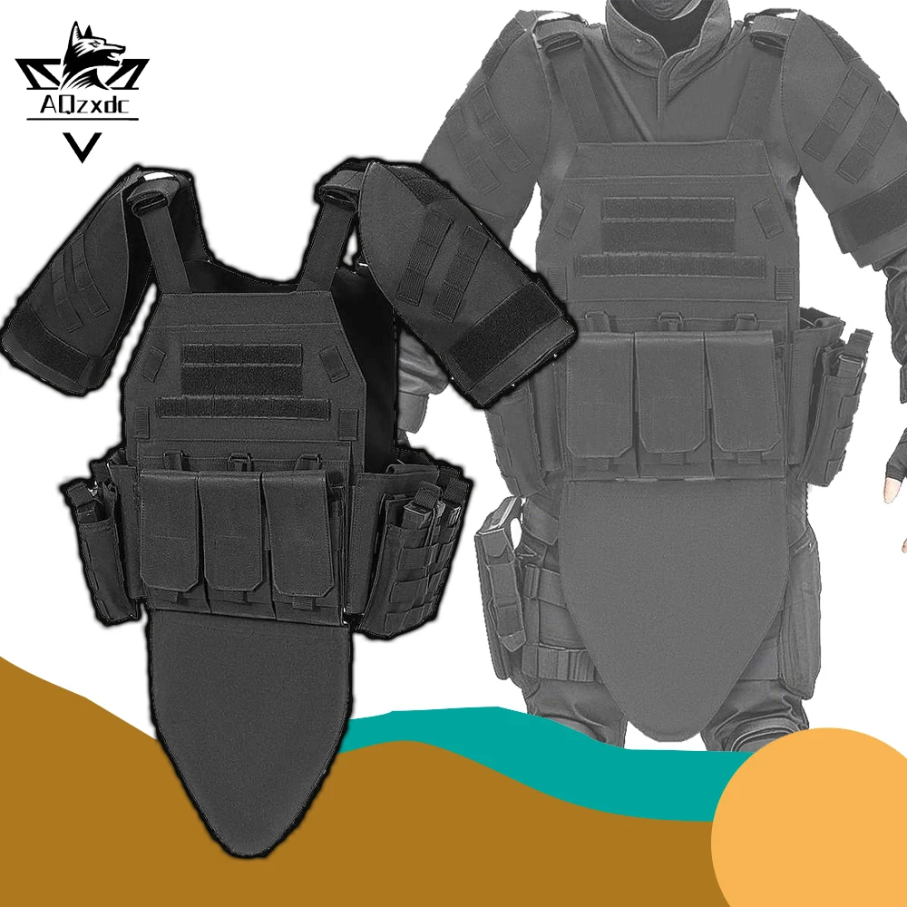 

Tactical Vest Set Airsoft Molle Multifunctional Wargame Equipment Armor Arm Guards Crotch Protector Hunting Gear For CS Cosplay