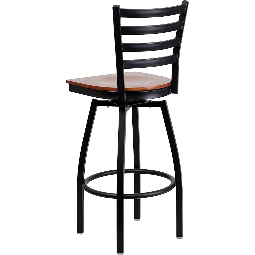 2 Pack Metal Barstools with Swivel Feature and Ladder Back Design Kitchen Bar Restaurant Seating
