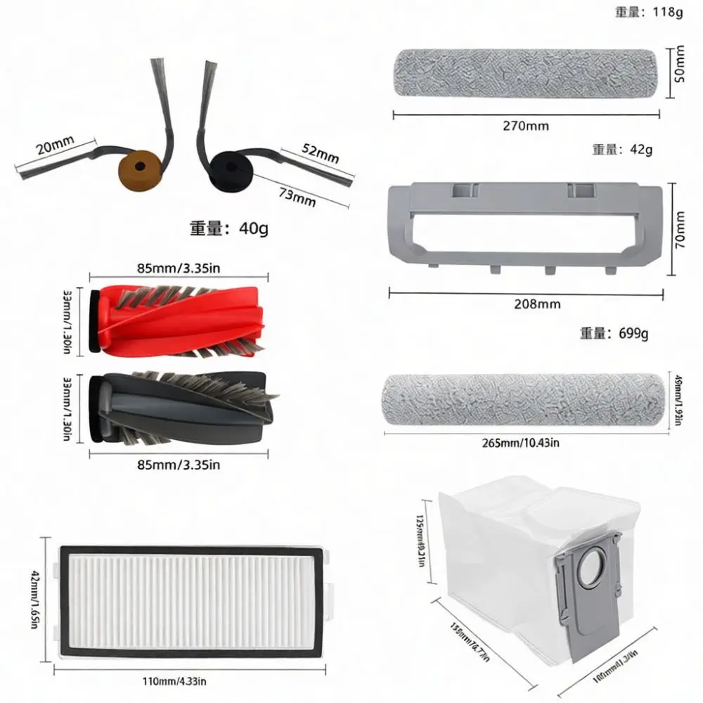 For Roborock P20 Qrevo Curv2 Flow Robotic Vacuum Spare Parts Replacement Roller Brush Side Hepa Filter Mop Pad Supplies