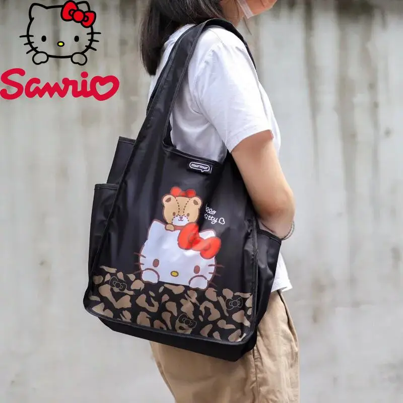 

Hello Kitty Japanese Style New Cartoon Folding Large Capacity Shoulder Bag Portable Storage Bags Supermarket Shopping Bag