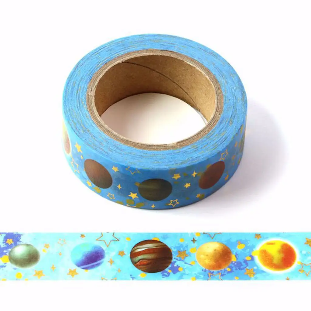 15mmx10m Superior Gold Foil Universe  Washi Tape DIY Masking Tape Decorative Adhesive Tape Scrapbooking School Stationery Tape