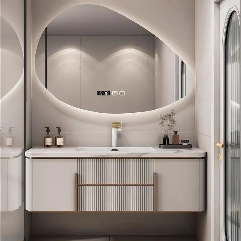 

Bathroom Cabinets Rock Seamless Ceramic Integrated Washbasin Bathroom Furniture