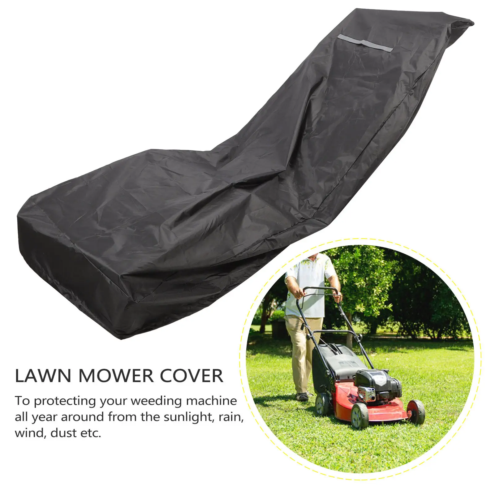 1Set Heavy Duty Waterproof Lawn Mower Cover Oxford Fabric All Season Outdoor Protective Cover for Riding Push Mowers Dust Wind