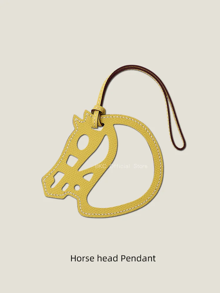epsom-leather-horse-head-bag-charm-hand-stitched-waxed-thread-hollow-out-bag-pendant ，bag-accessory 
