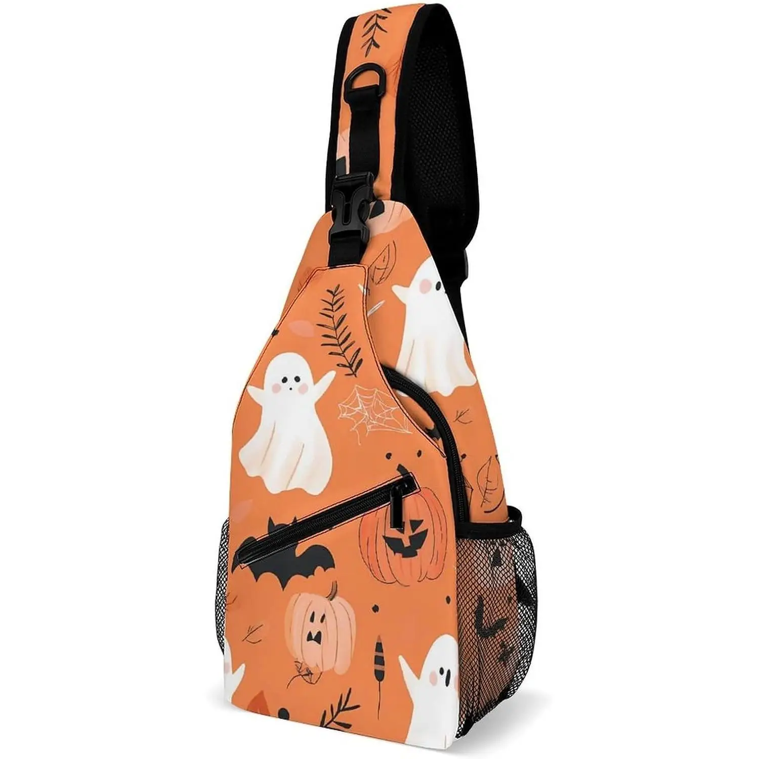 Ghosts Pumpkins Spider Halloween Crossbody Sling Backpack Chest Bag Travel Daypack Hiking for Men Women Water Resistant