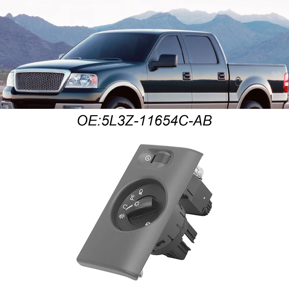 Instrument Panel Dimmer Headlight Switch 5L3Z-11654-CAB For Ford F150 2004-2008 Grey Case Black Button Direct Replacement Contro