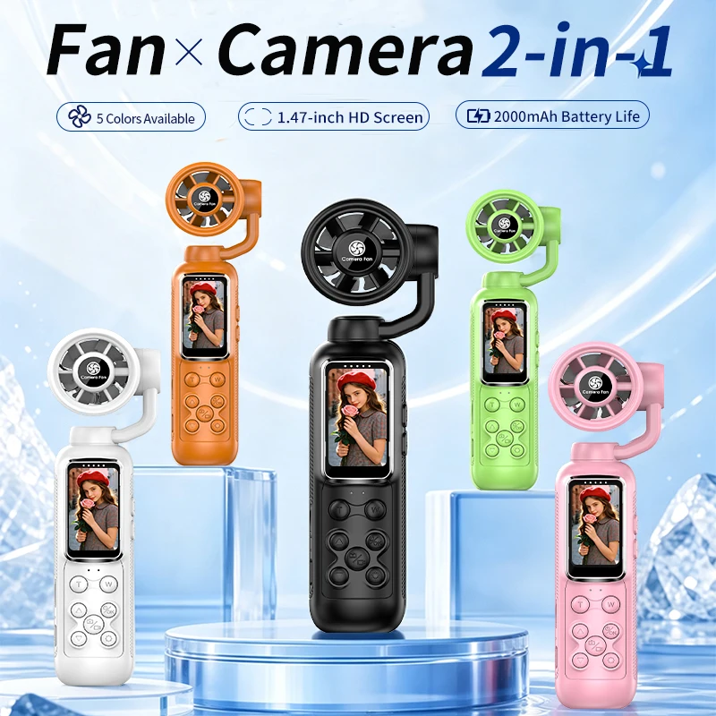 ZIYOUHU Handheld Fan Sports Camera 2-in-1 Fie speed Wind Speed Adjustment Ultra HD Video Recording Outdoor Handheld Device