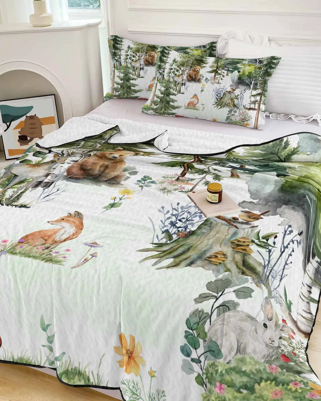 

Animals Bears Deer Foxes Rabbits Trees Nature Summer Cooling Quilt Air Condition Blanket Comfortable Lightweight Thin Quilt