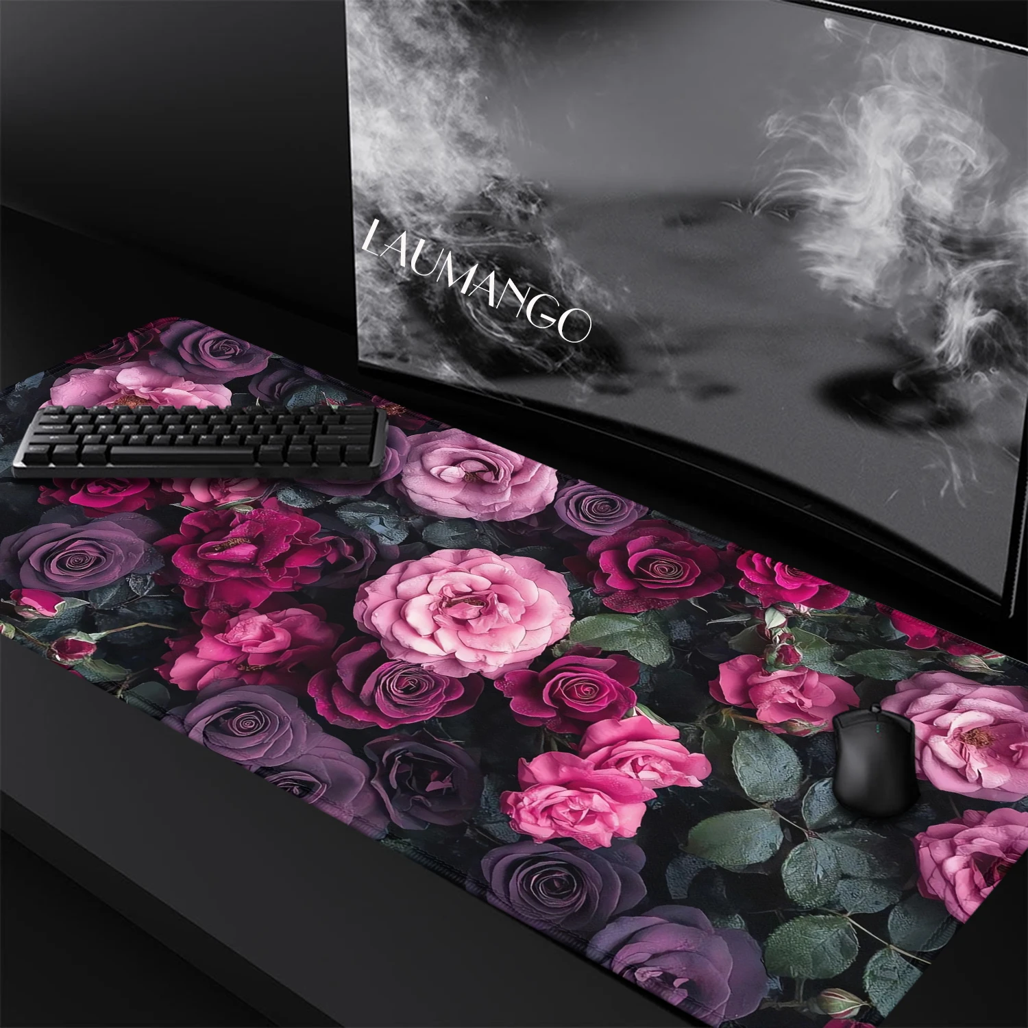 Oil Painting Aesthetic Art Large Rose Flower Plants Xxl Mouse Pad Kawaii Gaming Mousepad Gamer Pc Accessories Desk Protector