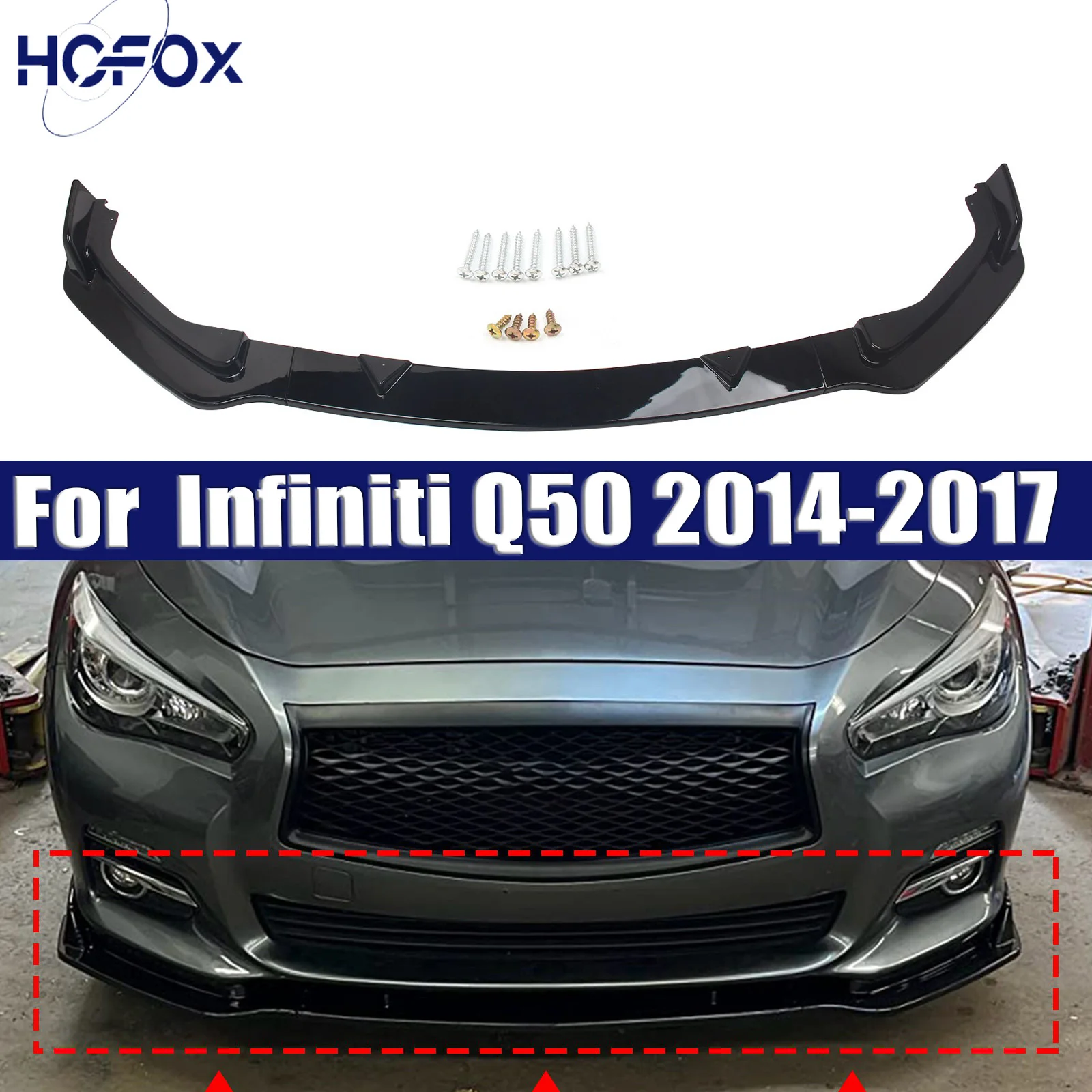 

Front Bumper Spoiler Lip Splitter Diffuser Lower Guard Protective BodyKits Tuning For Infiniti Q50 2014-2017 Base Version