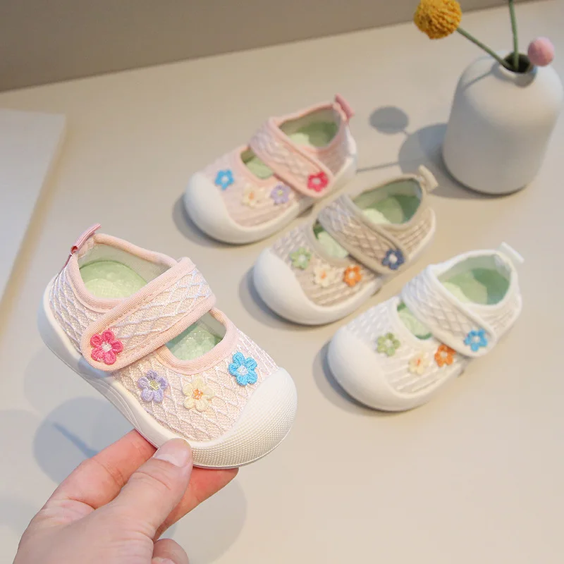 

Baby Toddler Girls Canvas Shoes Square Mouth Floral Breathable First Walkers Fashion Kids Infant Casual Board Shoes